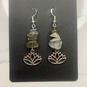 Magical Labradorite Silver Lotus Earrings